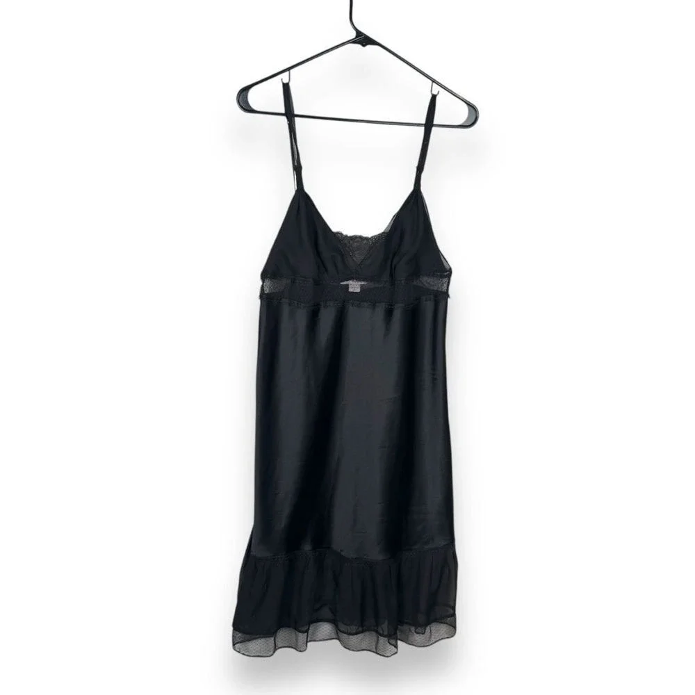 Victoria's Secret Black Satin Slip Dress with Lace Trim - Picture 13 of 15